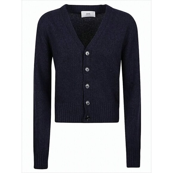 Ami Paris Cropped Blue Cardigan With Deep V-Neckline - NWT